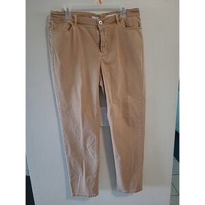 J.Jill Denim BOYFRIEND Straight Leg Tan Jeans Pants Stretch Sz 16